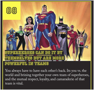Superheroes can do it by themselves but are more powerful in teams